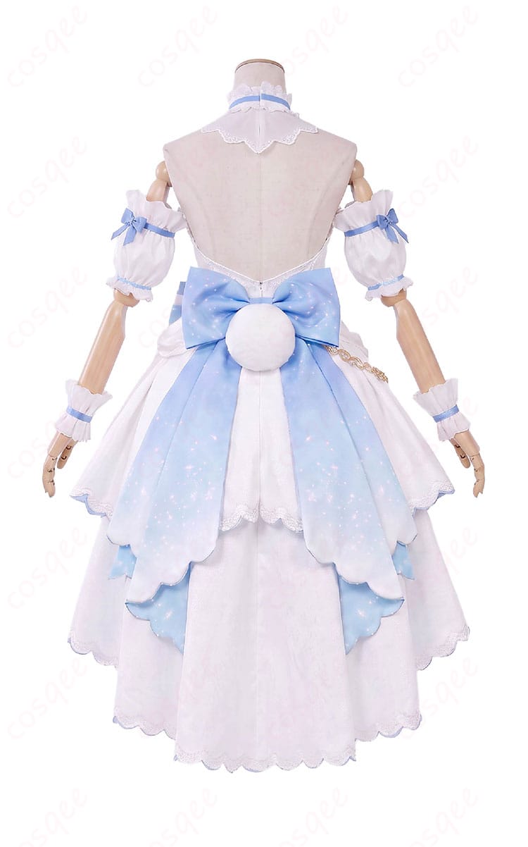 兎田ぺこらノーブルホワイトコスプレ衣装のドレス背面デザイン