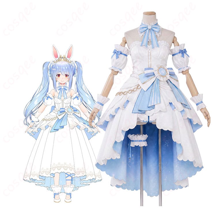 ホロライブ兎田ぺこらのキャラクタービジュアルと7周年ノーブルホワイト衣装の商品構成