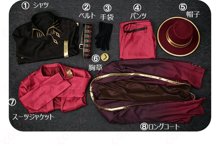 レイホン第8章コスプレ衣装のロングコートなど8点セット内容