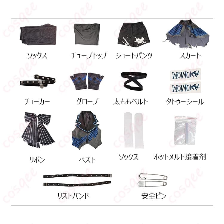 ガールズバンドクライ（ガルクラ）河原木桃香・桃香の青チェック×黒アシンメトリー衣装 - 5枚目の画像