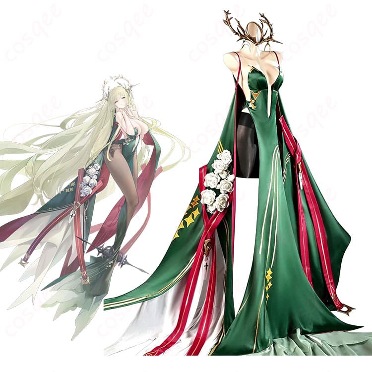 アズールレーンのナポリのキャラクター画像と深緑の通常衣装コスプレ商品