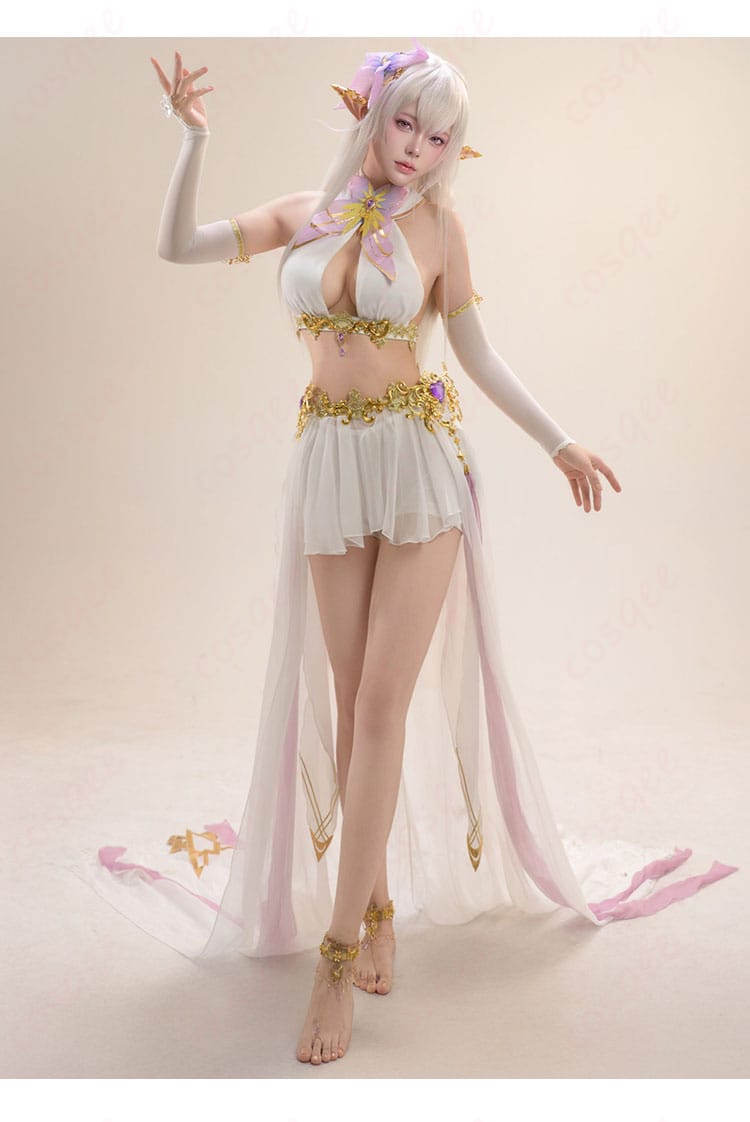 アルビオンの白×ゴールドのコスプレ衣装を正面から見たデザイン