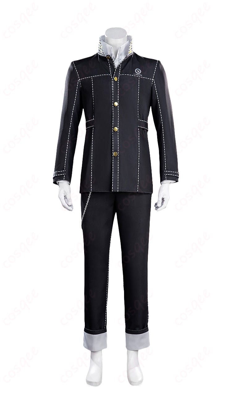 白鐘直斗の探偵風制服コスプレ衣装正面、ジャケットとパンツの端正なシルエット
