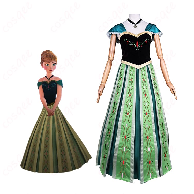 『アナと雪の女王』アナのキャラクターイメージと戴冠式ドレス商品衣装