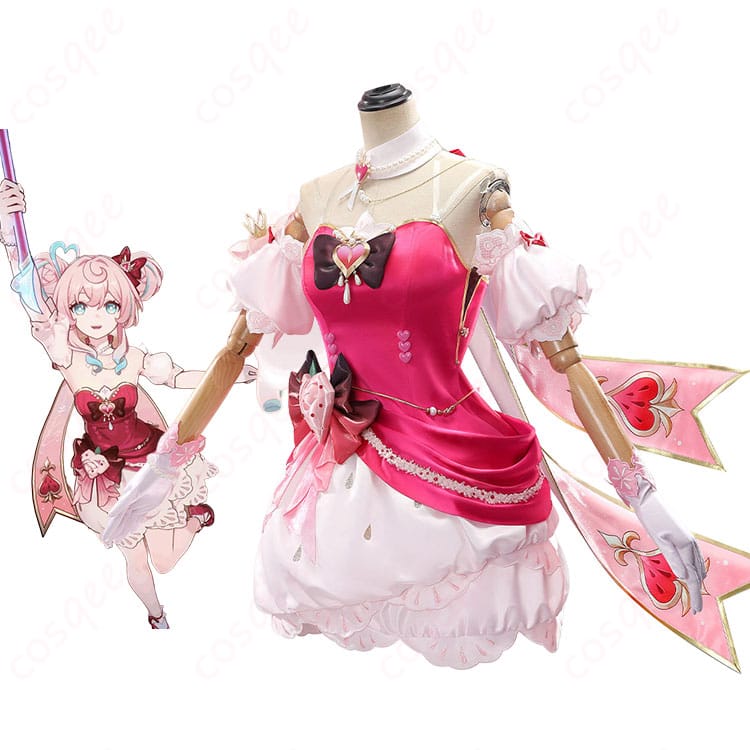 崩壊：スターレイルのヒアンシーのキャラクター画像と「雲間からこぼれる陽光」コスプレ衣装の比較