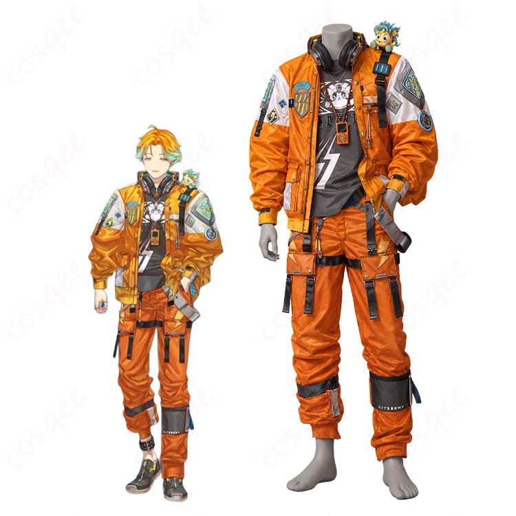 にじさんじ・宇佐美リトの人物画像とオレンジの2026年新衣装Ver.コスプレ衣装を並べた画像