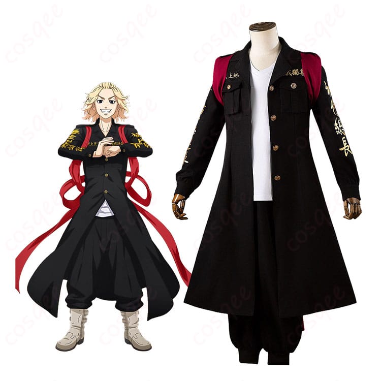 東京卍リベンジャーズの佐野万次郎のキャラクター画像と特攻服の商品画像