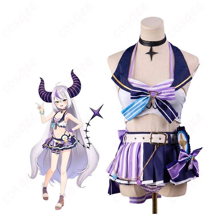 ホロライブのラプラス・ダークネスのキャラクター画像とサマースプラッシュパーティーver.のコスプレ衣装