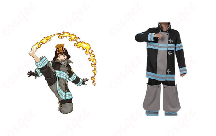 炎炎ノ消防隊 森羅日下部 コスプレ衣装 正面とキャラクターの組み合わせ画像