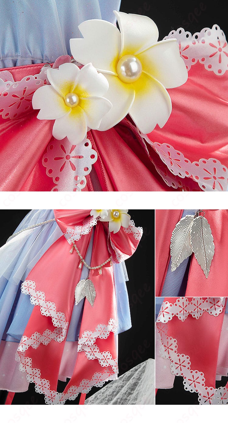 ウマ娘 サクラチヨノオー ダンス衣装の腰部背面蝶結びなど装飾詳細。後ろ姿にもこだわったコスプレ通販の逸品。