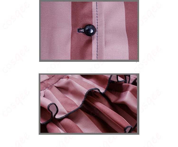 コープスブライド ヴィクトリア コスプレ衣装 ボタンとスカート装飾の拡大写真 丁寧な縫製がポイント