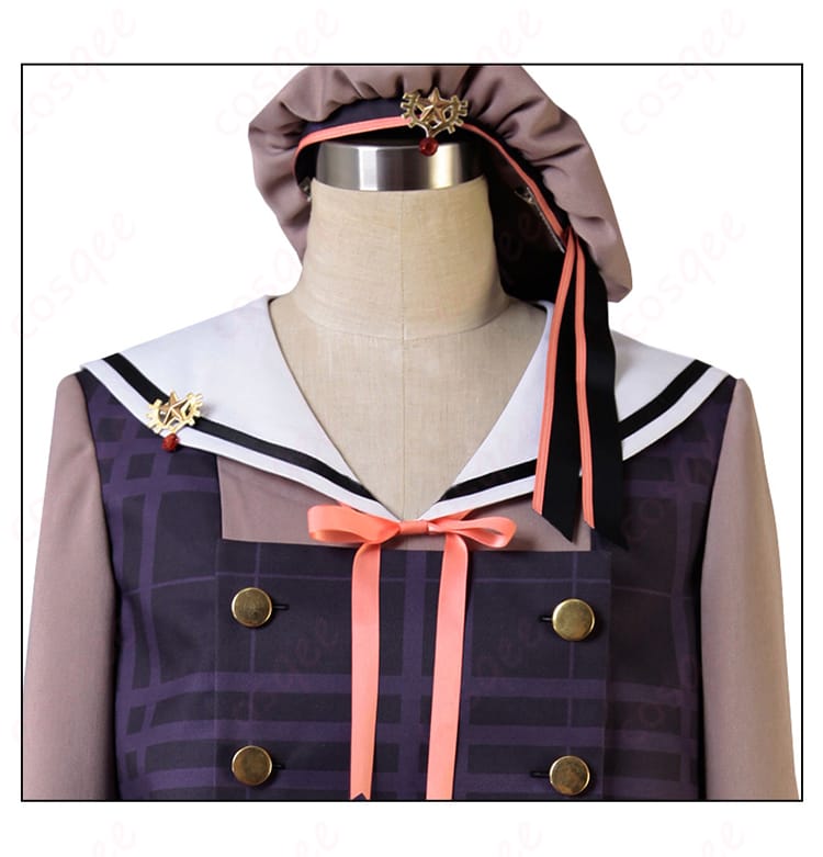 仙石忍 制服コスプレ 上衣前襟・リボン・帽子の細部アップ|あんスタ衣装