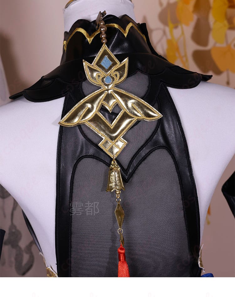 原神 甘雨 コスプレ衣装 後首ミニベル装飾 細部 玄玉瑶芳