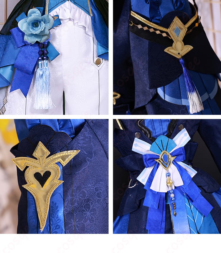 原神 行秋 コスプレ衣装 腰部蝶結び&裾・アーム装飾ディテール 竹身雨化Ver.|COSCLT