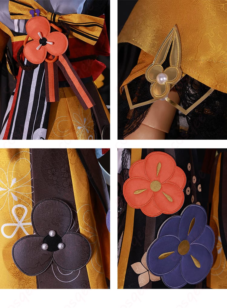 原神 千織 コスプレ衣装 衣襟装饰细节图。衣襟部分のデザインと精緻な装飾が、キャラクターを忠実に表現しています。