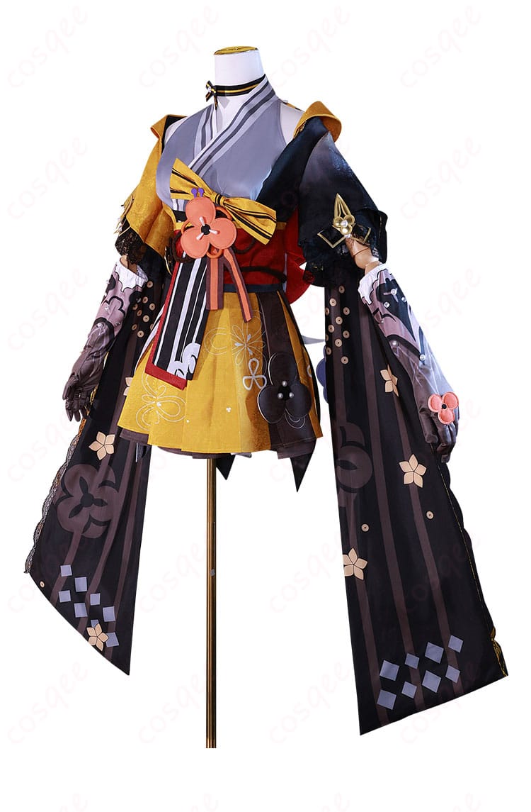 原神 千織 コスプレ衣装 侧面画像。美しいラインと精緻な刺繍が魅力的な衣装です。コスプレイベントや写真撮影にぴったり。