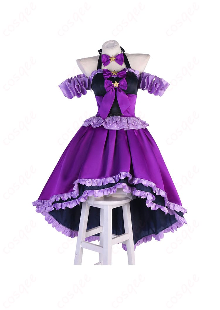 「しゅごキャラ!」ほしな歌唄のコスプレ衣装の正面図。キャラクターに忠実に再現されたデザインが特徴。イベントや撮影に最適な衣装です。