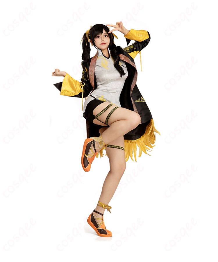 服装とキャラクター右側の組み合わせ画像。鉄拳8 凌曉雨(リン・シャオユウ)のコスプレ衣装を高精度で再現。コスプレイベントや写真撮影にぴったり。