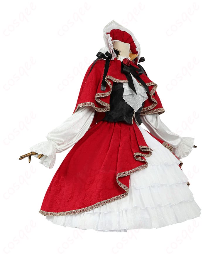 ローゼンメイデン 真紅 コスプレ衣装の左側画像。精緻な刺繍と装飾が際立つ美しいコスプレ衣装。