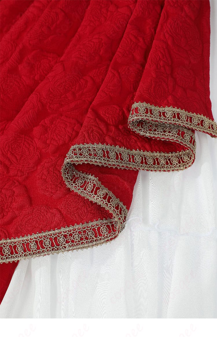 真紅 コスプレ衣装の衣摆装飾詳細。精密なデザインで、キャラクターの特徴を忠実に再現。