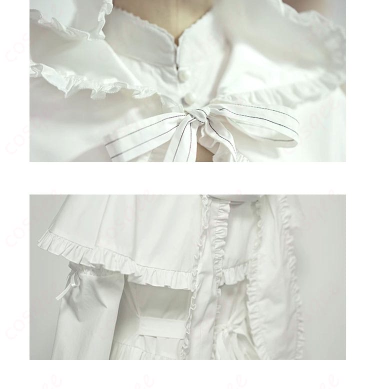 春日野穹 コスプレ衣装の襟元と背面装飾のディテール。コスプレファン必見の仕上がり!