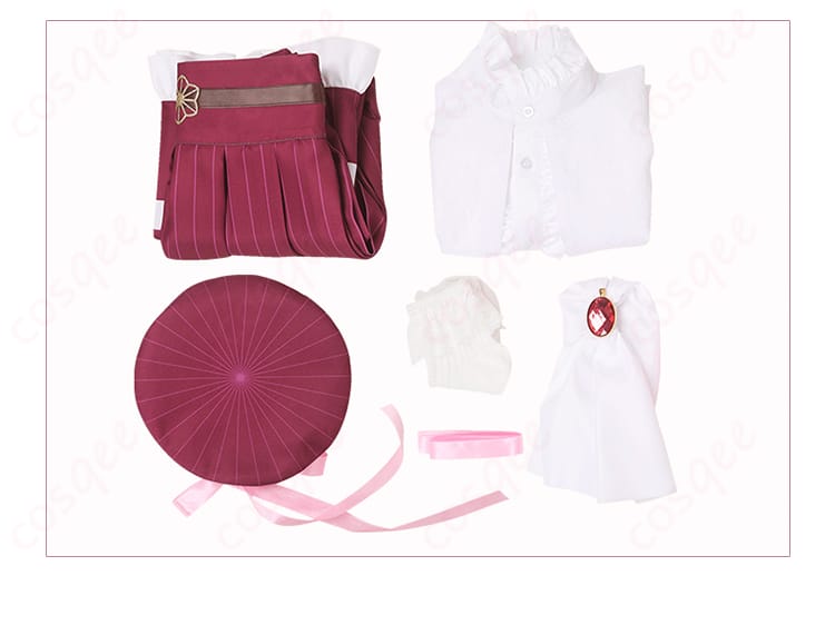 鬼滅の刃 竈門禰豆子 コスプレ衣装のセット内容。シャツ、スカート、髪飾りなど、全てが完璧に揃っています。