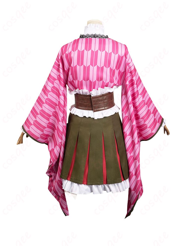 鬼滅の刃 甘露寺蜜璃 コスプレ衣装 背面図。背中のデザインも忠実に再現され、キャラクターの特徴を引き立てます。