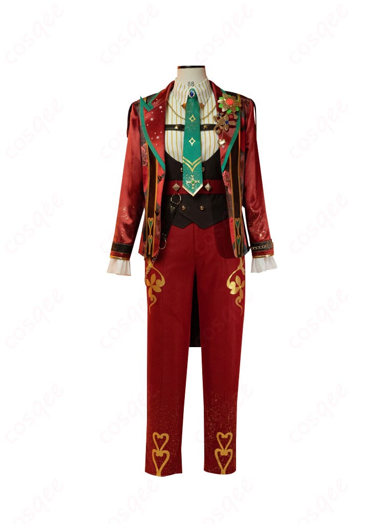 あんさんぶるスターズ!! Trickstar コスプレ衣装 正面図。忠実再現されたデザインで、氷鷹北斗、明星スバル、遊木真、衣更真緒の魅力が伝わるコスプレ衣装です。