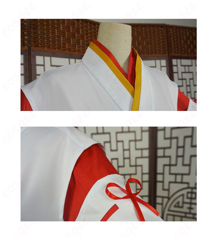 花散里 コスプレ衣装の衣領と衣袖の装飾細部。精密な刺繍と美しい縫製が際立っています。