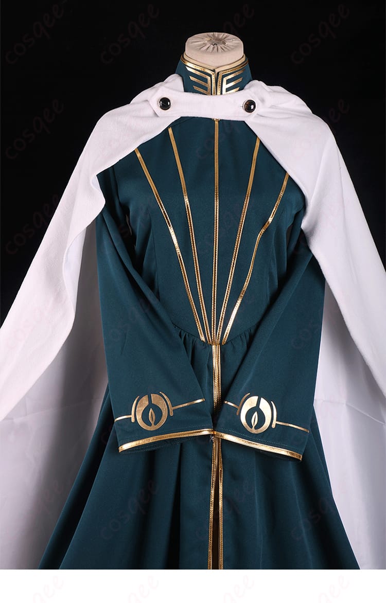 テメノス・ミストラベラーⅡ テメノス・ミストラル コスプレ衣装の正面装飾ディテール。衣装全体の美しいデザインが鮮明に表現されています。
