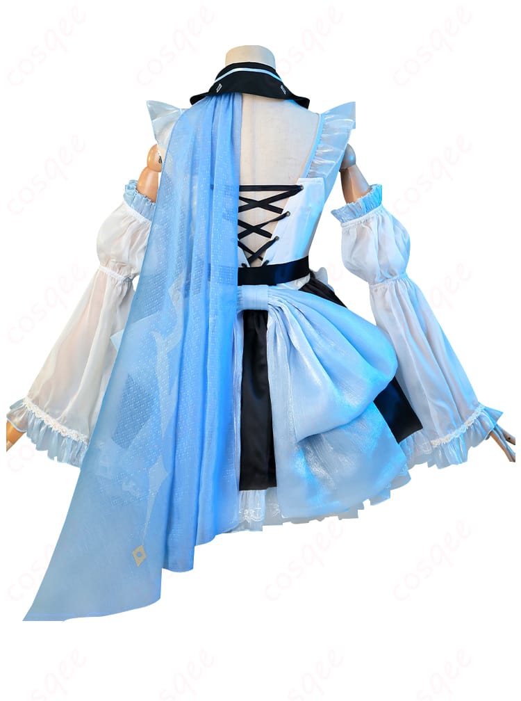 エウルア・ローレンス コスプレ衣装 背面ビュー 原神 メイド服 同人衣装 背部蝶結び