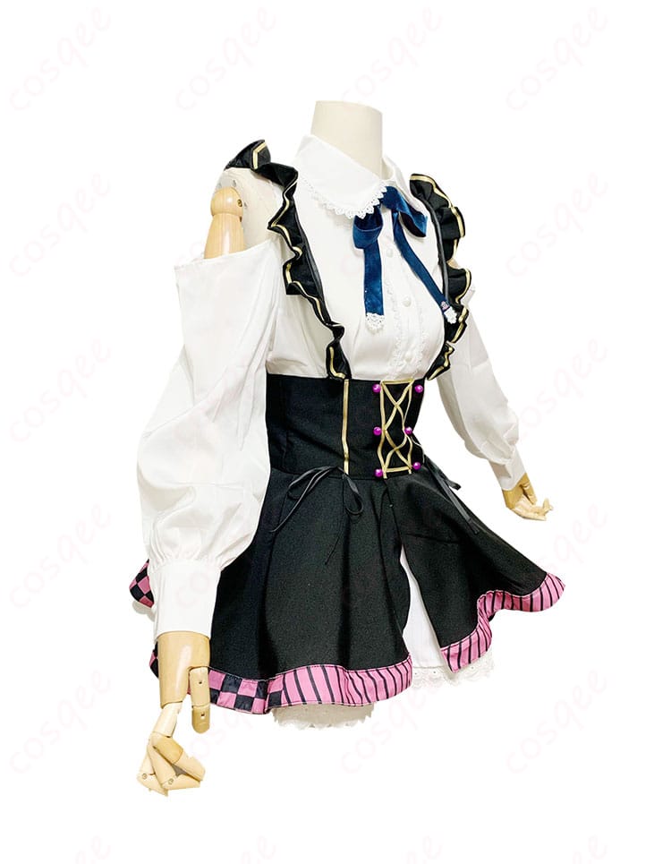 ホロライブ 百鬼あやめ コスプレ衣装の側面ビュー。オーダメイド可能な細部まで再現された衣装。