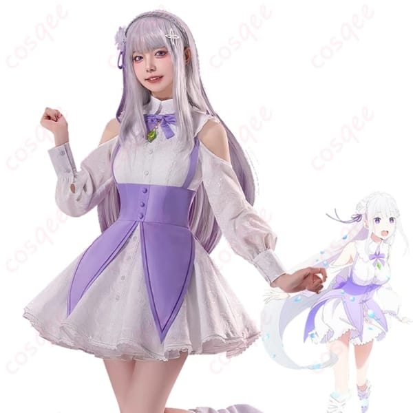 Re:ゼロから始める異世界生活 エミリア Memory Snow コスプレ衣装 清楚で写真映えする華やかドレス