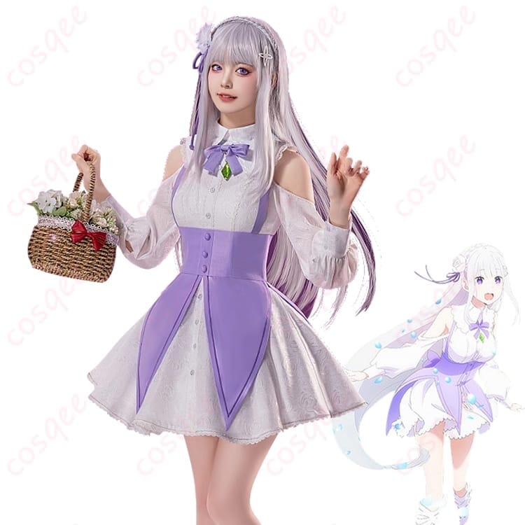 Re:ゼロから始める異世界生活 エミリア Memory Snow コスプレ衣装 清楚で写真映えする華やかドレス - 2枚目の画像