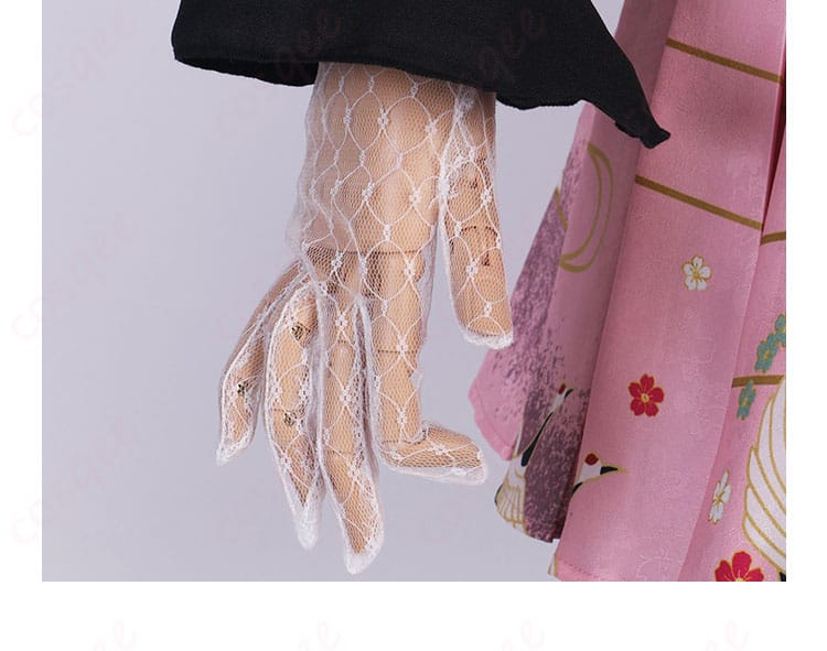 暁山瑞希コスプレ衣装の網目白色手袋アクセサリー詳細図