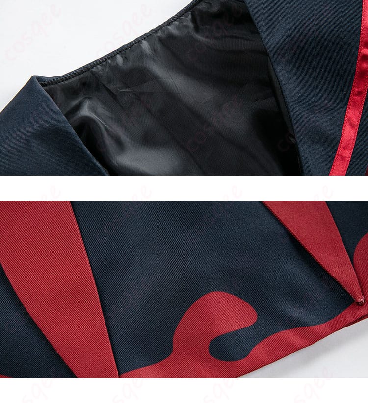 剣先ツルギの衣領と衣襟の装飾細部。高忠実度で再現されたデザイン、コスプレ衣装にこだわりを感じさせます。