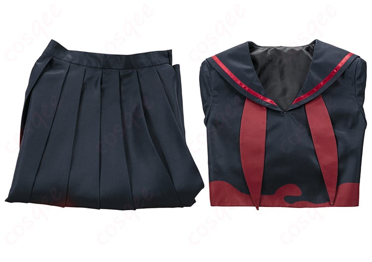 剣先ツルギの制服コスプレ衣装セット内容の画像。トップスとスカートが含まれており、コスプレにぴったりです。