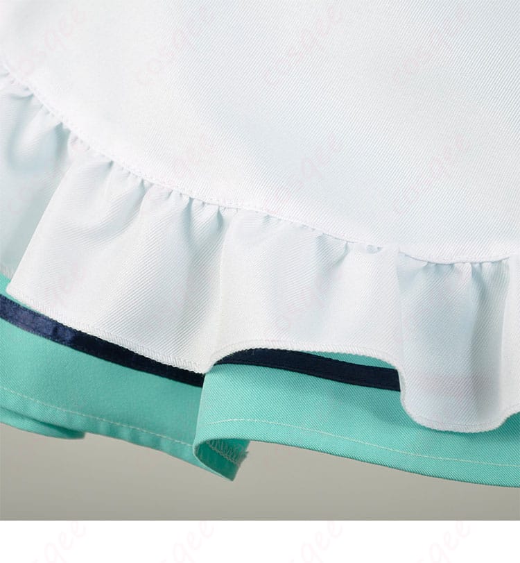 神崎ひでり メイド服 コスプレ衣装のスカート裾に施されたストライプデザインの細部画像。