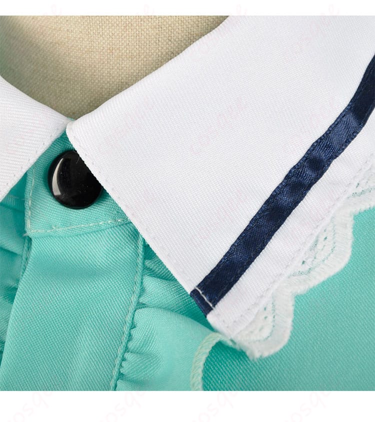 ブレンド・S 神崎ひでり メイド服の領口装飾の細部画像。美しい刺繍とデザインが特徴です。