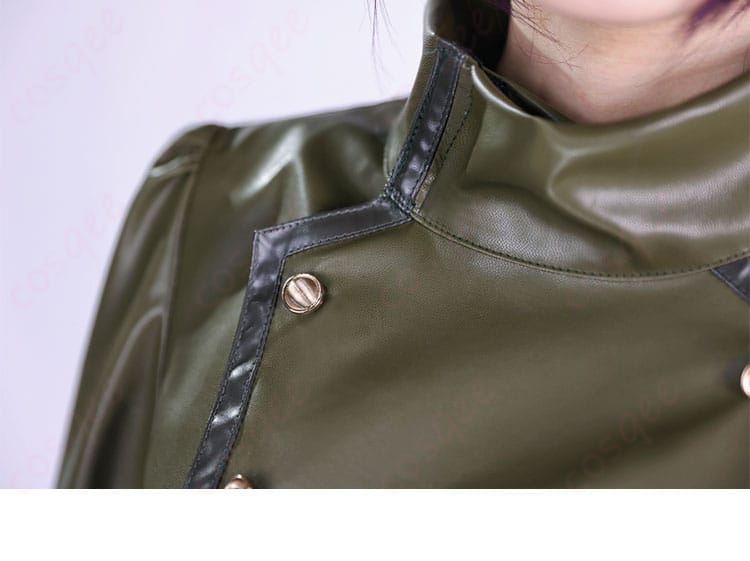 クローム 髑髏 コスプレ衣装の衣領部分の細部。高品質な素材と細かい縫製が確認できます。