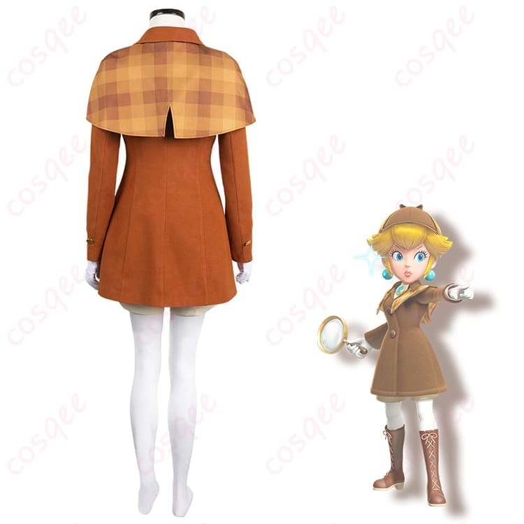 プリンセスピーチの探偵スタイルを上品に再現したコスプレ衣装 - 3枚目の画像