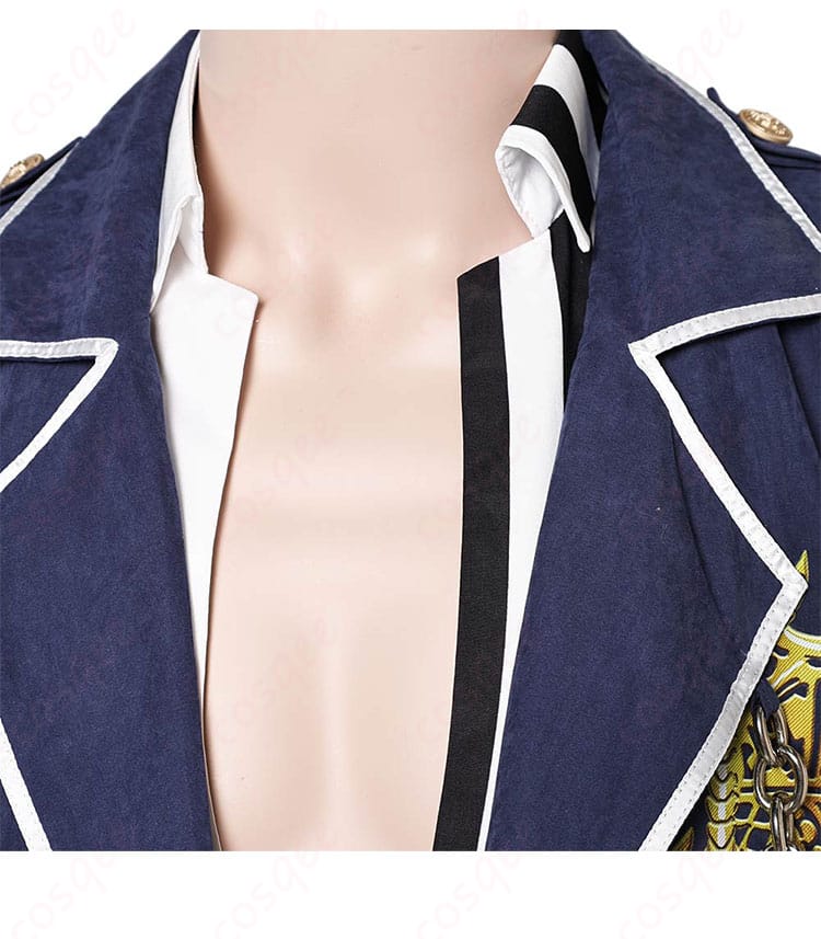 鉄拳8 スティーブ・フォックス コスプレ衣装の襟元装飾。細かいディテールと上品な仕上げ。