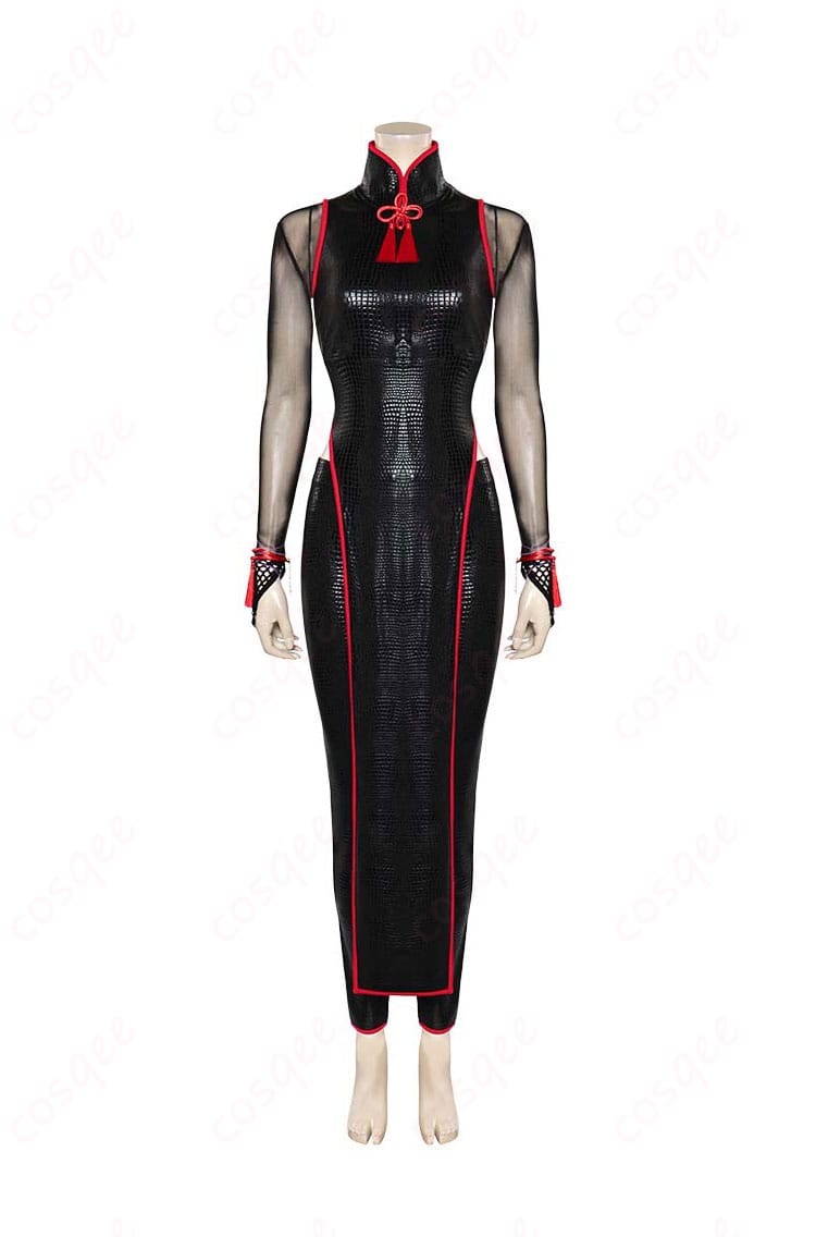 ストリートファイター6 A.K.I. コスプレ衣装 正面図。高い再現度のデザインと細部にわたる刺繍が特徴。