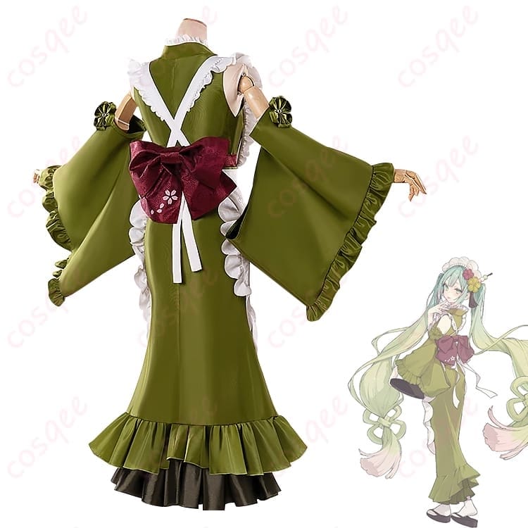 初音ミク 抹茶パフェの甘く上品なスイーツコーデで写真映えを狙えるコスプレ衣装 - 2枚目の画像
