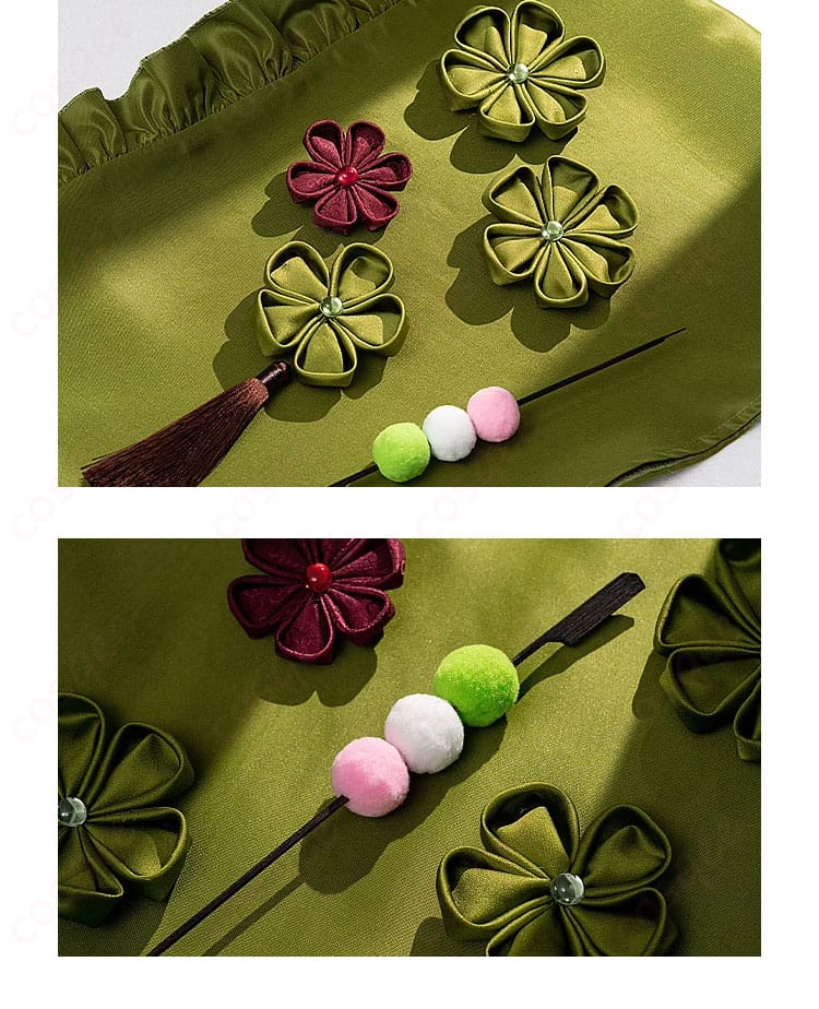 初音ミク コスプレ衣装の小物やアクセサリーのディテール。カチューシャや髪飾りが際立つ。