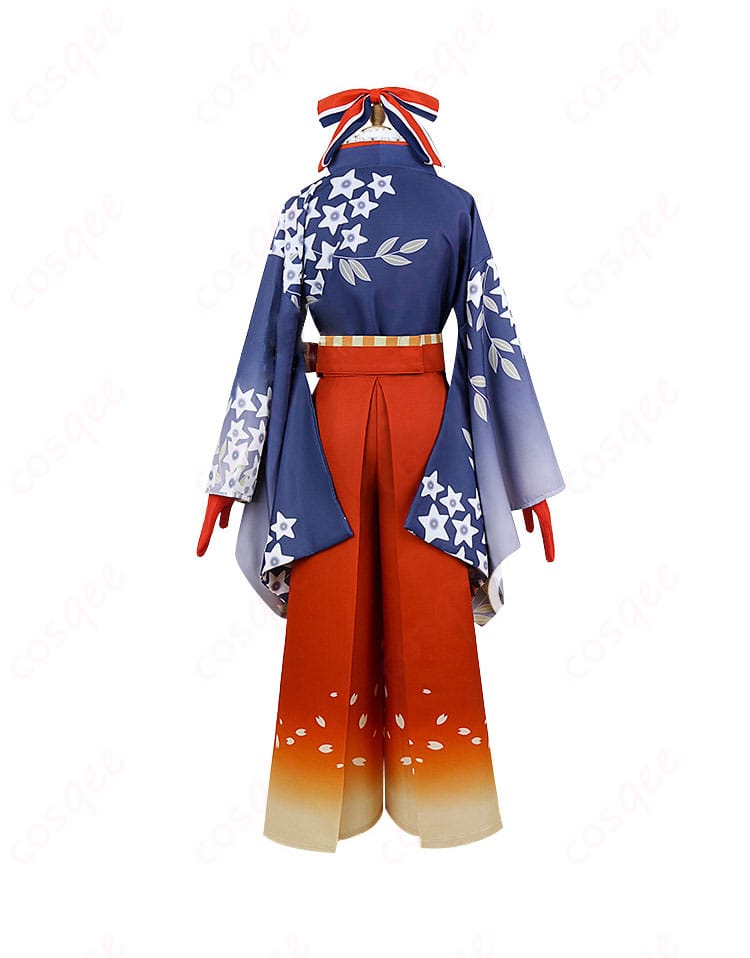 ホロライブ 不知火フレア 正月衣装 コスプレ衣装の背面図。衣装の背中部分の美しいデザインが見える画像。快適で着心地も抜群のコスプレ衣装です。