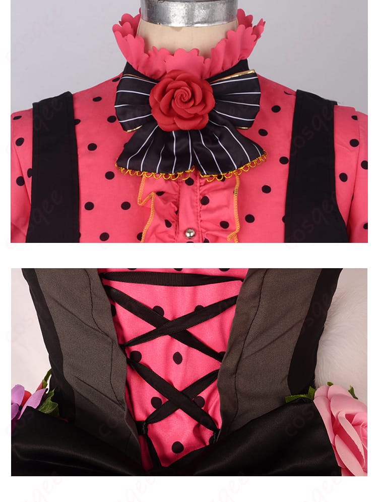 園田海未 コスプレ衣装の蝶ネクタイと背面の装飾。完璧な仕上げで、キャラクターの魅力を引き出します。