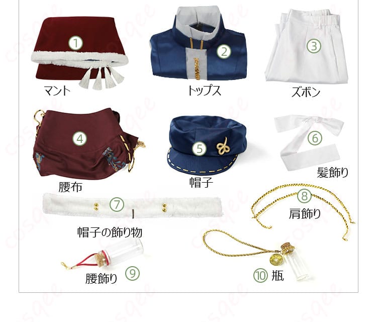 リバース1999 エニセイ コスプレ衣装 セット内容の全体図