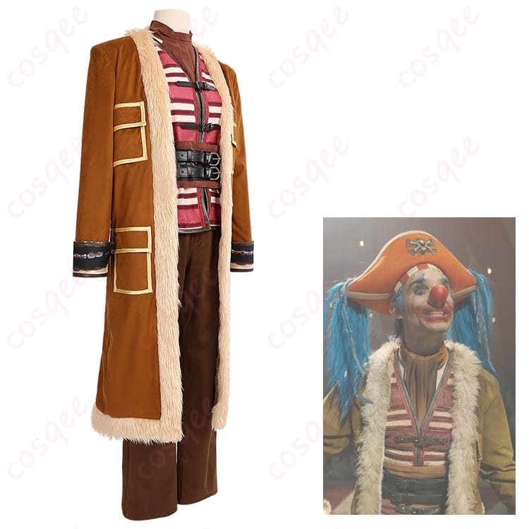 ONE PIECE バギー 実写版コスプレ衣装 派手色コートで悪役感を堪能できる多点セット - 2枚目の画像