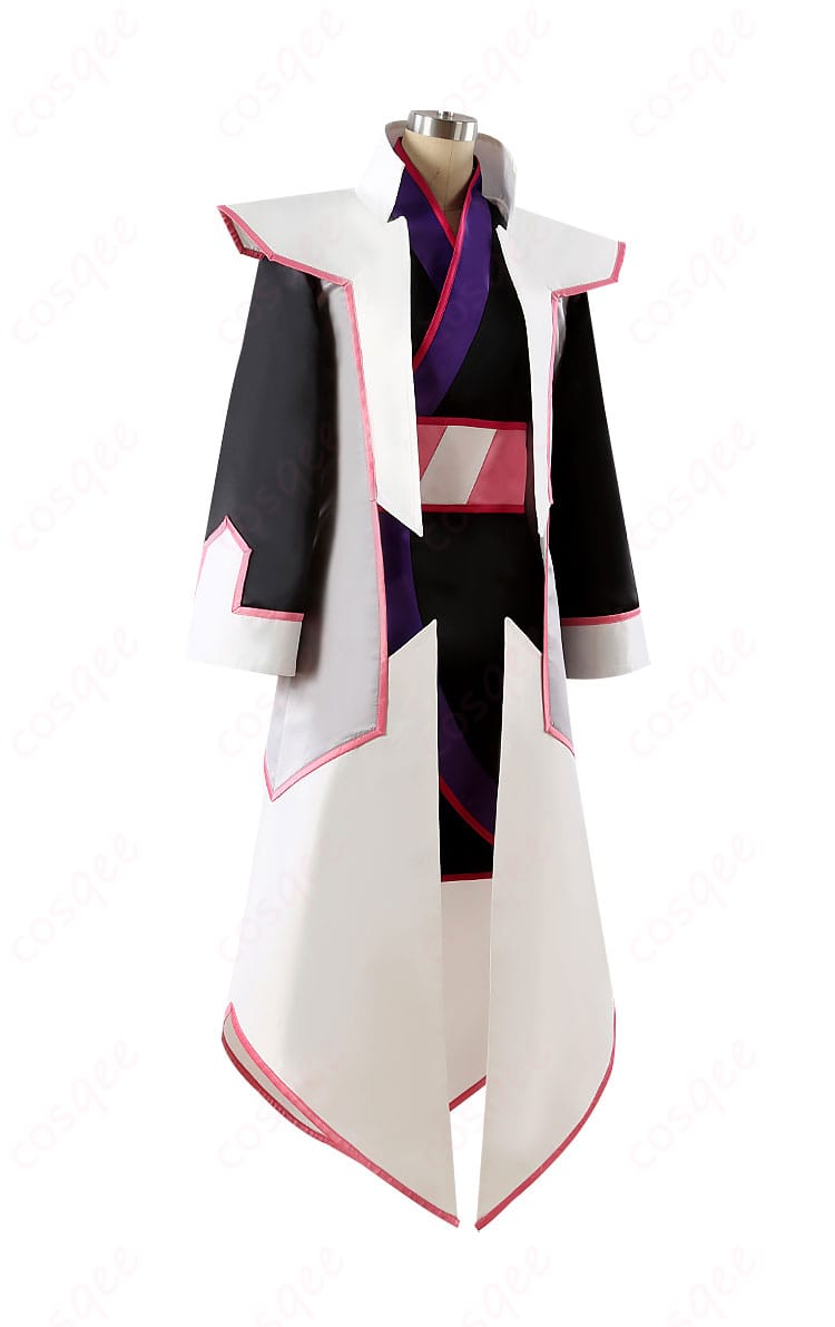 ラクス・クライン コスプレ衣装 側面図。背部蝶結びとコルセットベルトの詳細がよく見えます。